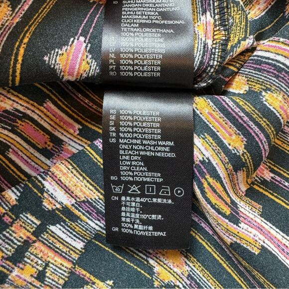 H&M Sheer Southwest Blouse Women’s 4 V-Neck Button Down Boho Black Shirt Top - Picture 7 of 11